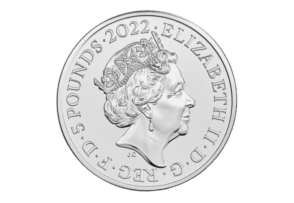 The Honours and Investitures 2022 UK BU £5 Obverse