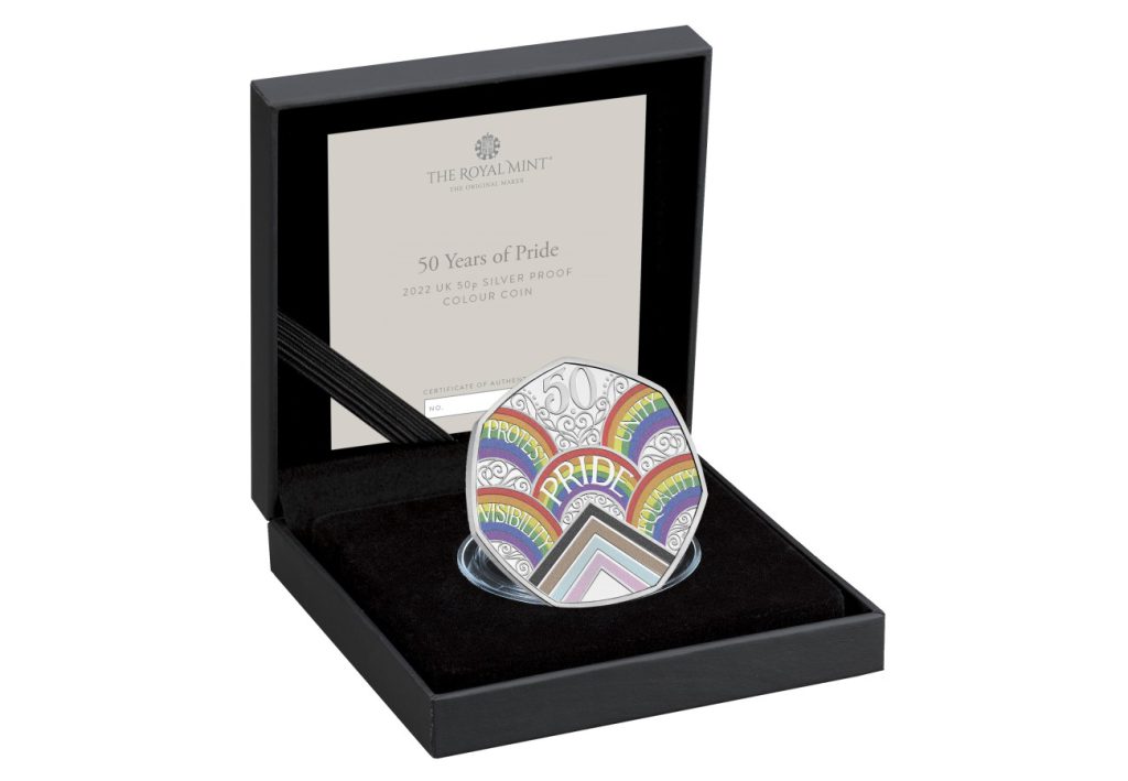 The 2022 UK 50 Years of Pride Silver Proof 50p in Royal Mint Presentation Box