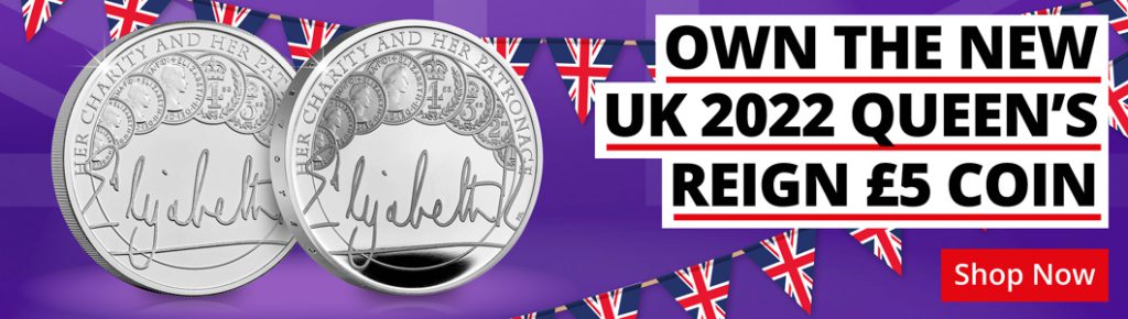 Own the new UK 2022 Queen's Reign £5 Coin Shop Now
